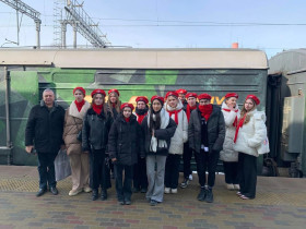 Юнармейцы с экскурсией посетили агитационный поезд Министерства обороны РФ,  в рамках Всероссийской акции  «Сила в правде».